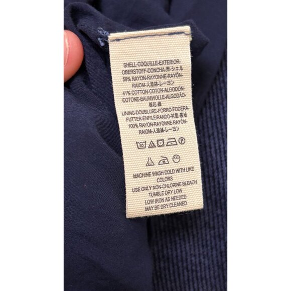 Free People Navy Long Double-Breasted Coat With Gold Buttons Size L - Picture 10 of 10